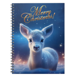 Baby Reindeer with Merry Christmas greeting Notebook