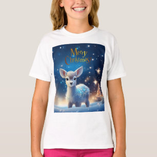 Baby Reindeer with Merry Christmas greeting T-Shirt