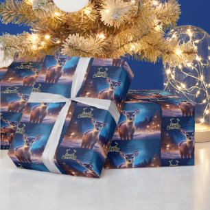 Baby Reindeer with Merry Christmas greeting Wrapping Paper