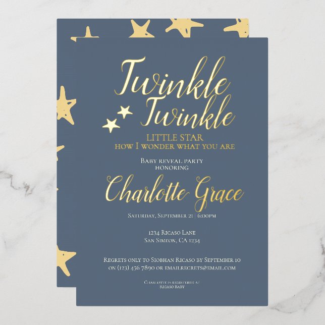 Baby Reveal Party Twinkle Twinkle Little Star  (Front/Back)