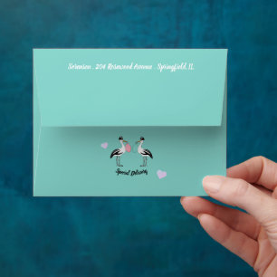 BABY Reveal Special Delivery Stork Teal Blue Party Envelopes