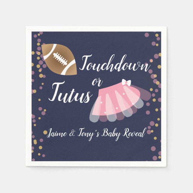 Baby Reveal Tutus or Touchdown Blue Napkin (Front)