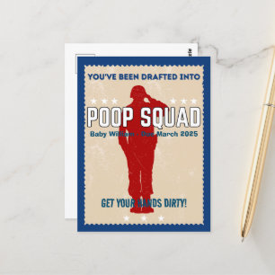 Baby Reveal - You've Been Drafted Into Poop Squad Postcard