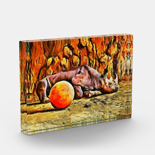 Baby Rhino Acrylic Block (Left)