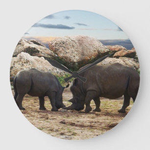 Baby Rhinoceros Life Lesson, Large Clock