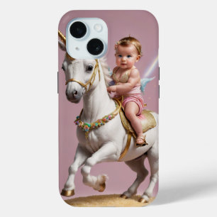 Baby Riding A Unicorn iPhone 15 Case