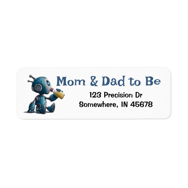 Baby Robot - Baby shower Adresse de retour (Devant)