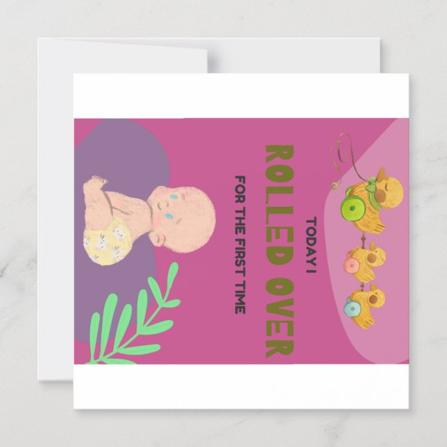 Baby rolling over magnetic invitation (Front)
