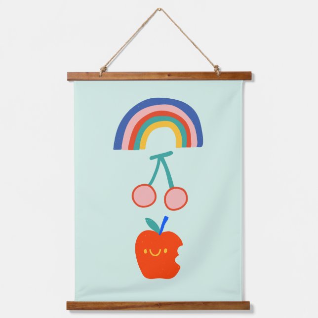 Baby Room Apple Rainbow Colourful Nursery  Hanging Tapestry (Front)
