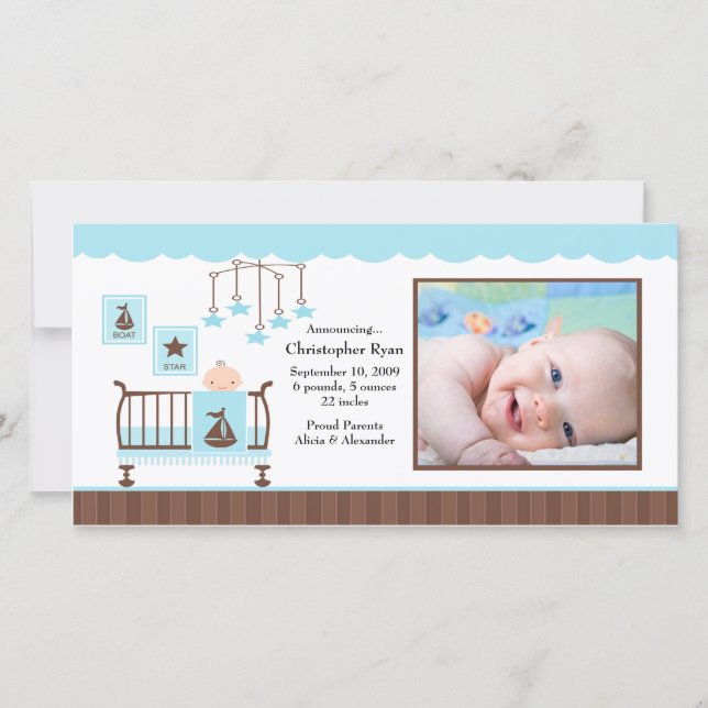 Baby Room Boy PHOTO Birth Announcement (Front)