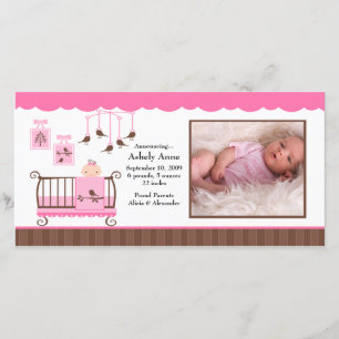 Baby Room Girl PHOTO Birth Announcement