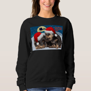 Baby Rottweiler Christmas With Red Hats And Sleigh Sweatshirt