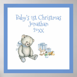 Baby’s 1st Christmas Personalized Blue Keepsake Poster
