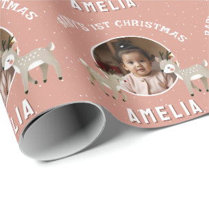 Baby’s 1st Christmas Reindeer Keepsake Photo Wrapping Paper