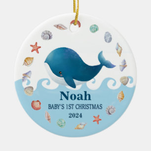 Baby’s 1st Christmas Whale Personalized Ceramic Ornament