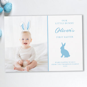 Baby’s 1st Easter Photo Card With Blue Bunny Ears