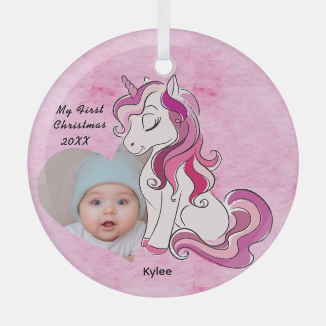 Baby’s 1st Xmas Photo Ornament – Personalized Gift (Front)