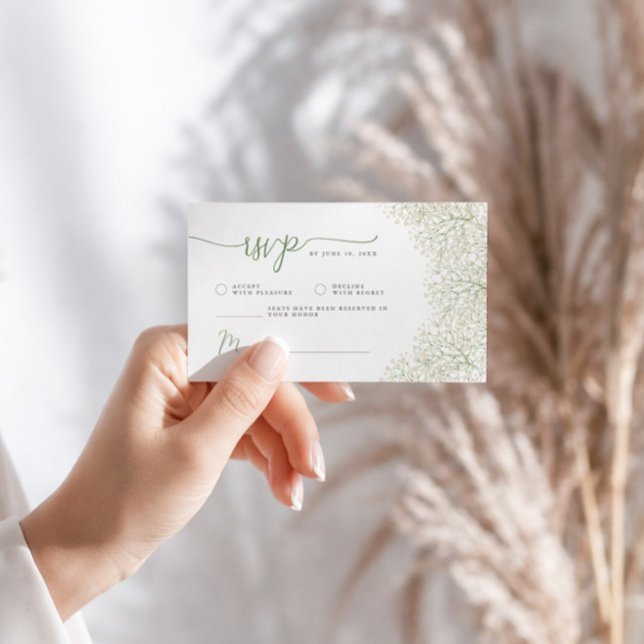 Baby’s Breath Minimalist Wedding RSVP | QR Code Enclosure Card (Creator Uploaded)