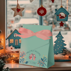 Baby’s First Christmas cute Pig and Bear Favor Box