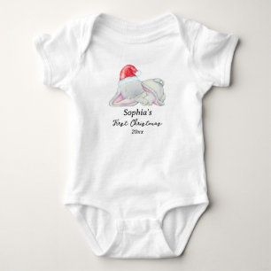 Baby’s First Christmas Elephant Custom Name Baby Bodysuit
