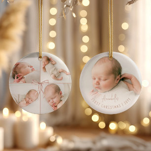 Baby’s First Christmas Personalized 5 Photo Bow Ceramic Ornament