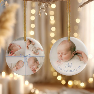 Baby’s First Christmas Personalized 5 Photo Bow Ceramic Ornament