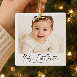 Baby’s First Christmas Personalized Photo Name Ceramic Ornament