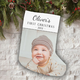 Baby`s First Christmas Photo Small Christmas Stock Stocking