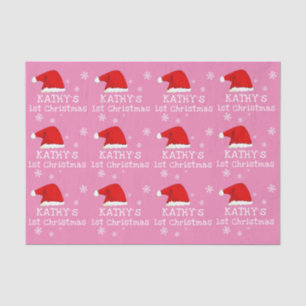 Baby`s First Christmas Pink Santa Hat Snowflake Tissue Paper