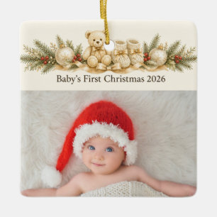 Baby’s First Christmas Teddy Bear Personalized Ceramic Ornament