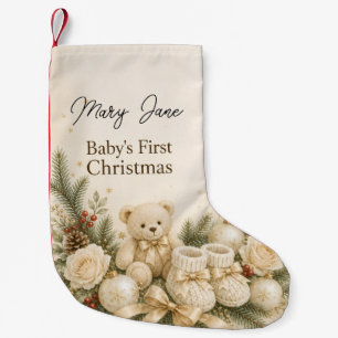 Baby’s First Christmas Teddy Bear Personalized Small Christmas Stocking