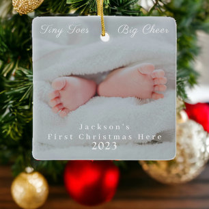 Baby’s First Christmas Tiny Toes Photo Ceramic Ornament