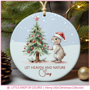 Baby’s First Christmas Woodland Bunny Photo Ceramic Ornament