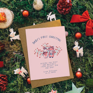 Baby’s First Christmas Woodland Friends  Holiday Card
