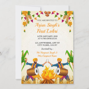 Baby’s First Lohri Invitation, Punjabi Lohri Card