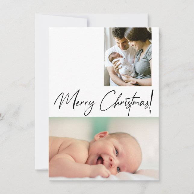 Baby’s First Merry Christmas Custom Photo Birth Holiday Card (Front)