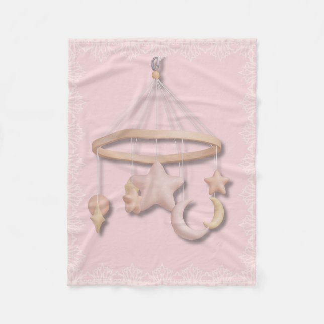 Baby’s First Mobile | Moon and Stars Pastel  Fleece Blanket (Front)