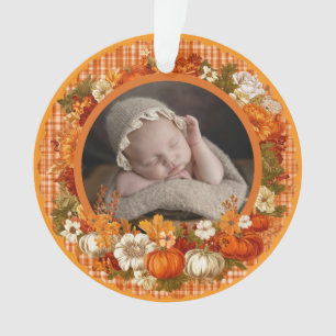 Baby’s First Thanksgiving Fall Floral Photo Ornament