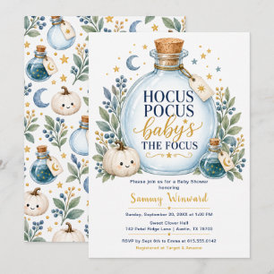 Baby’s the Focus Blue Fall Baby Shower Invitation