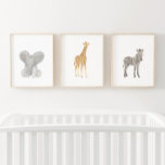 Baby Safari Animal Nursery Decor<br><div class="desc">Add a finishing touch to your little one's safari themed space with this set of three elephant, giraffe, and zebra prints.</div>