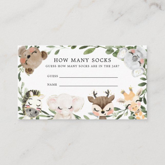 Baby Safari Devine Combien De Chaussettes Carte (Devant)