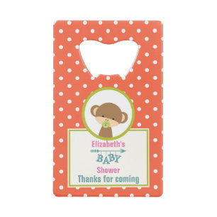 Baby Safari Monkey with Pacifier Shower Wallet Bottle Opener