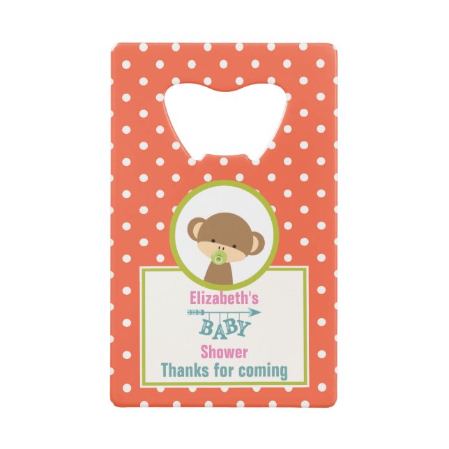 Baby Safari Monkey with Pacifier Shower Wallet Bottle Opener (Front)