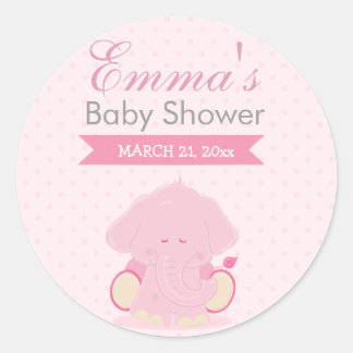 Baby Safari Pink Sleepy Elephant Classic Round Sticker