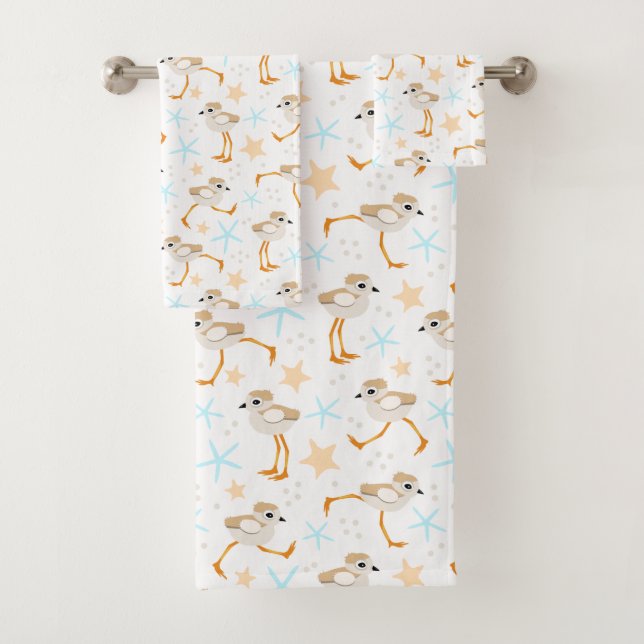 Baby Sandpipers Piping Plover Beach House Bath Tow Bath Towel Set (Insitu)