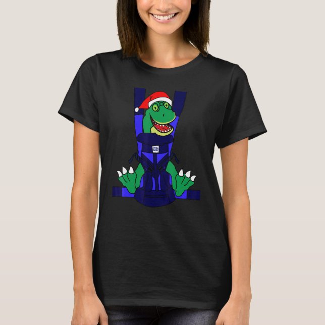 Baby Santa T Rex Funny Cute Dinosaur Boy Christmas T-Shirt (Front)