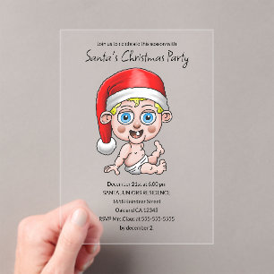 Baby Santa's Christmas Party Acrylic Invitations