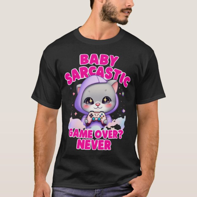 Baby Sarcastic Gamer Cat Funny T-SHIRT (Front)