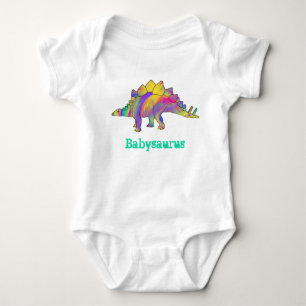 Baby saurus Colourful Rainbow Stegosaurus Dinosaur Bodysuit