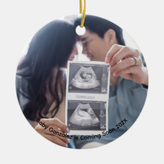 Baby Scan Photo Coming Soon Ceramic Ornament